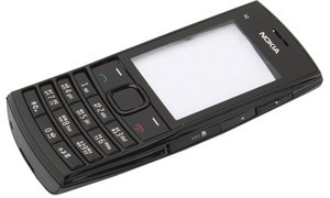 Корпус для Nokia X2-02 со средней частью + клавиатура (черный)
