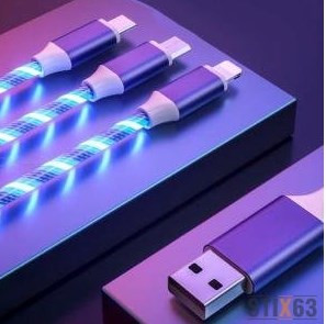 USB кабель для Micro GLOWING тканевый светящийся 1 м