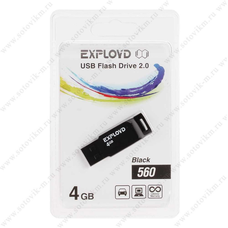 Флеш-накопитель 4Gb Exployd 560, USB 2.0, черный