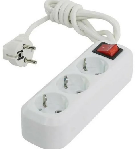 Сетевой фильтр Smartbuy 3 гнезда 1,5м с заземлением с выключателем