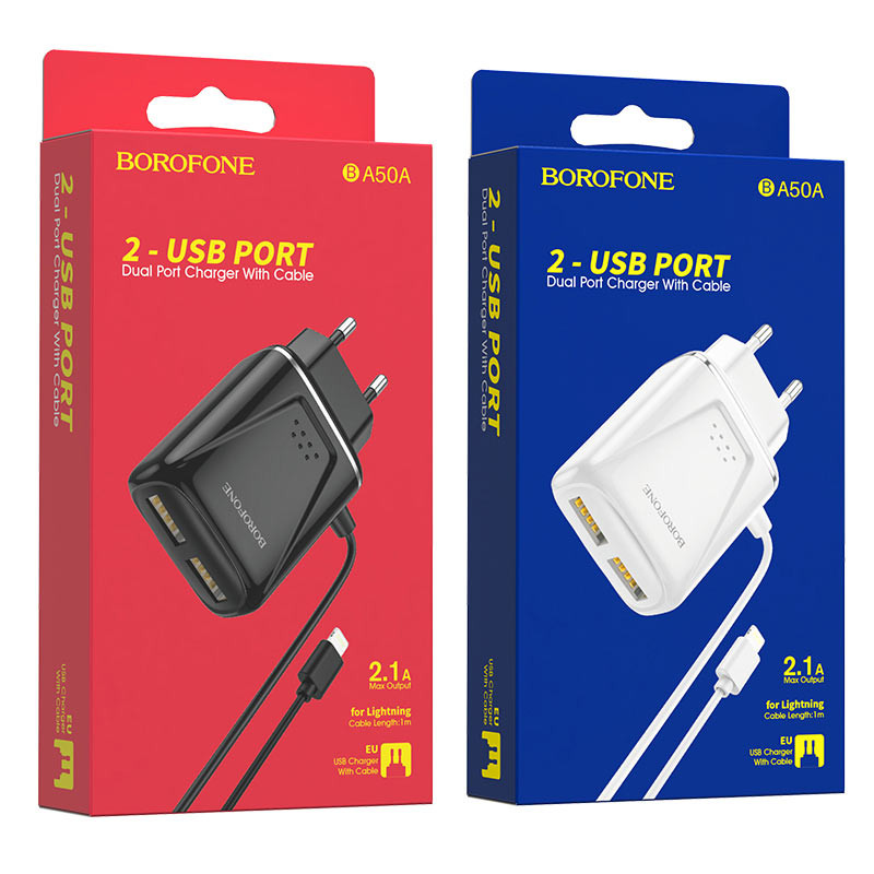 СЗУ BOROFONE BA50A Beneficence 2.A 2USB кабель интегрированный TYPE-C