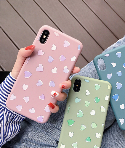 Силикон для Apl IPh 7 Plus/8 Plus, сердечки, пудра