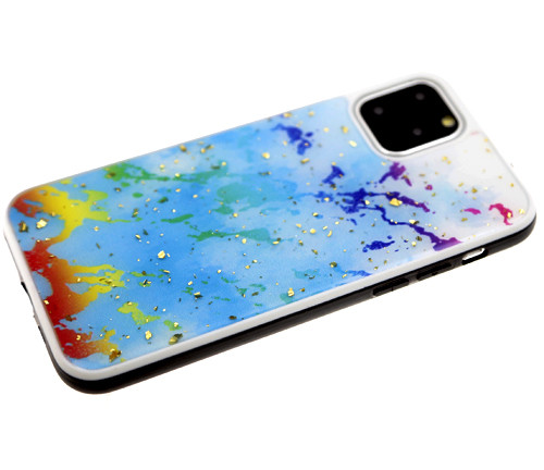 Накладка для HUAWEI Honor 10i/P Smart+ (2019), Мрамор с крошкой, голубой