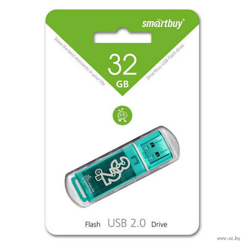 Флеш-накопитель 32Gb SmartBuy Glossy series, зелёный