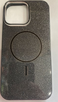 Накладка для Apl IPh 16 Pro Max, Magsafe, блестки, черный