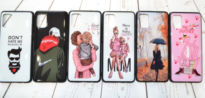 Накладка для XIAOMI Redmi 9A, картинки в ассортименте с черной окантовкой.