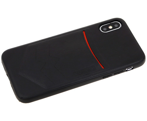 Накладка для XIAOMI Redmi 8A, Monarch. под кожу с визитницей, черный