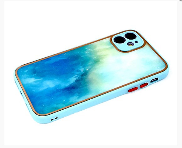 Накладка для Realme C30, мрамор с золотой окантовкой