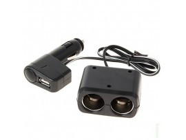 Переходник в прикуриватель (WF-0097A) на 2 ЗУ, 1 USB, со шнуром