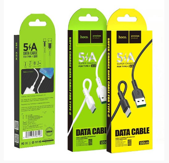 USB кабель для TYPE-C HOCO X33 Surge  5A, 1 м