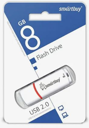 Флеш-накопитель 8Gb SmartBuy Crown, USB 2.0, белый
