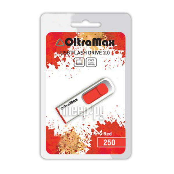 Флеш-накопитель 4Gb OltraMax 250, USB 2.0, красный