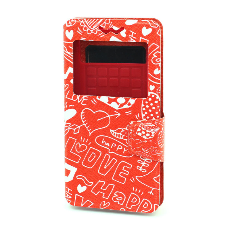 Чехол-книга 4,5-5,0, Slide, с силиконовым держателем, с рис.№304 Цветы