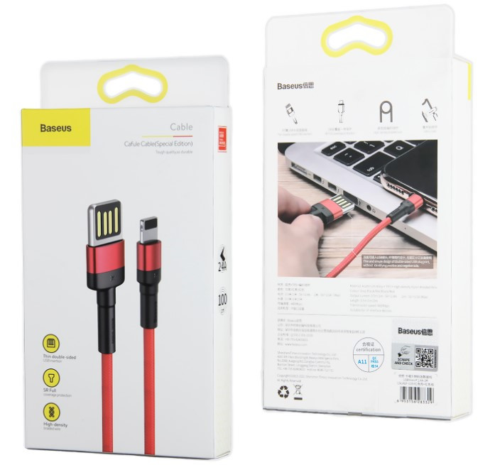 USB кабель для Lightning Baseus Cafule Cable, 1M 2.4A, CALKLF-G09