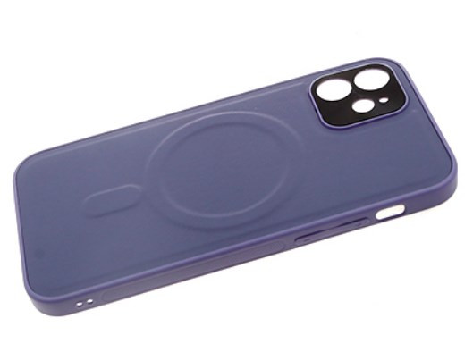 Накладка для Apl IPh 12 PRO MAX, Magsafe, под кожу, с защитой камеры, олово