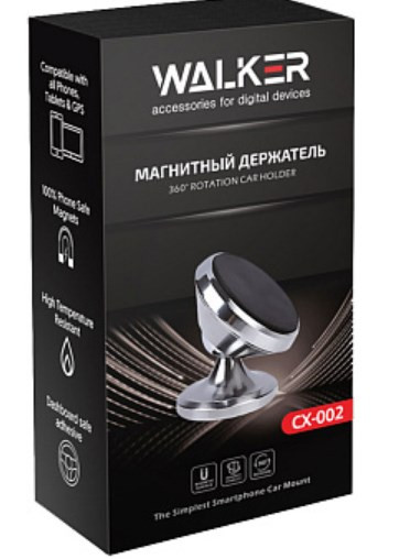 Автодержатель WALKER CX-002 магнитный на панель, серебряный