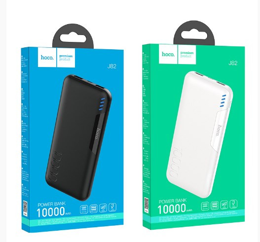 Внешний аккумулятор HOCO J82 10000 mAh выходы 2 USB, micro USB, Type-C, LED,