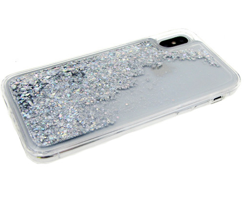 Накладка для Apl IPh 7 Plus/8 Plus, Яркие блестки с переливами, серебро