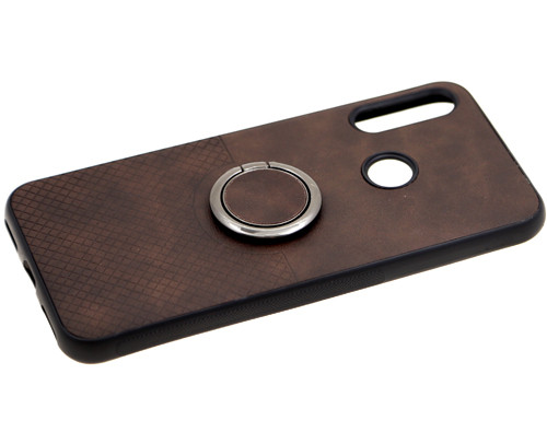 Накладка для XIAOMI Redmi 7,  Эко- кожа с кольцом клетка, коричневый