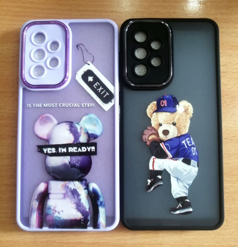 Накладка для SAMSUNG A33 5G, с глянцевой окантовкой, матово прозрачный, картинка, черный