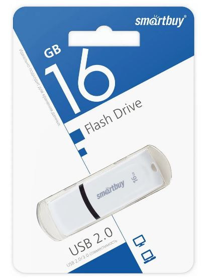 Флеш-накопитель 16Gb SmartBuy Paean, USB 2.0, белый