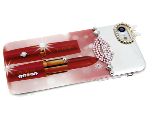 Силикон для Apl IPh X/XS, со стразами и запахом, красный