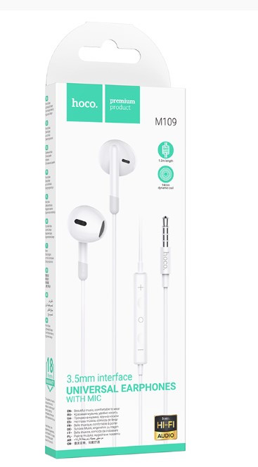 Гарнитура HOCO  M109 Pure joy, Jack 3.5mm, 1.2 м