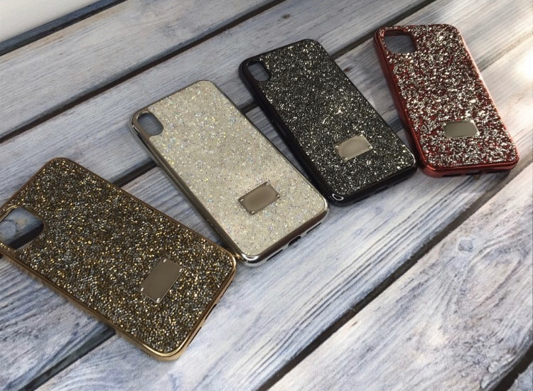 Силикон для HUAWEI Honor 8X, глянцевый с блестками SW, черный