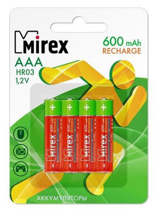 Аккумулятор Mirex HR03 600mAh