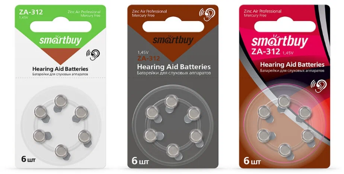Батарейка Smartbuy A312-6B, для слухового аппарата (Цена указана за упаковку 6 батареек.)