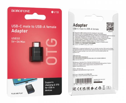 Переходник OTG для TYPE-C Borofone BV18 USB3.0